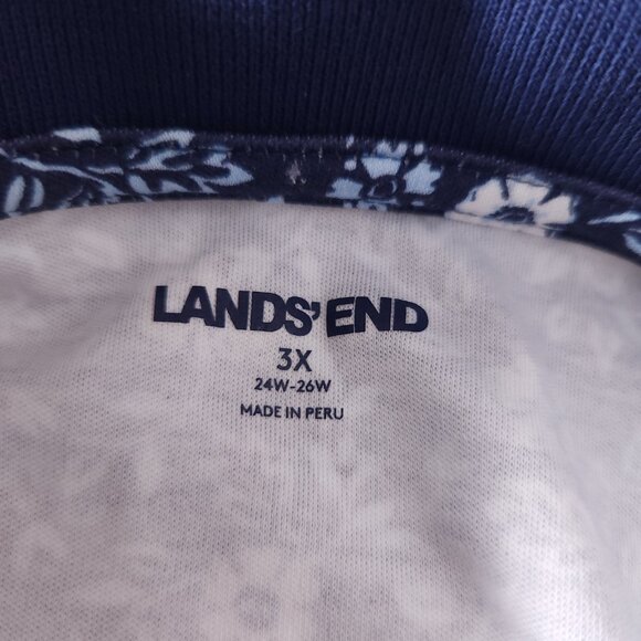 Lands End Womens Polo Shirt 3X Blue Floral Print Short Sleeve Golf Preppy Casual - Picture 3 of 13